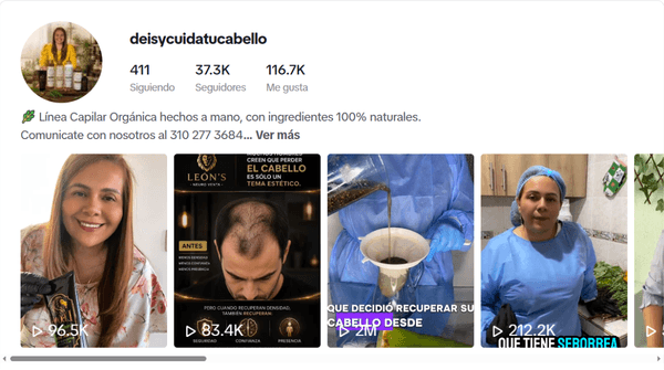 Perfil de TikTok de Deisy Cuida Tu Cabello